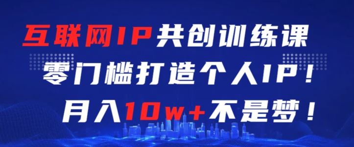 互联网IP共创训练课，零门槛零基础打造个人IP，月入10w+不是梦【揭秘】